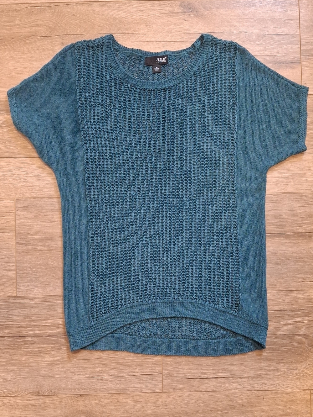 a.n.a Teal Knit Scoop-Neck Short-Sleeve Sweater